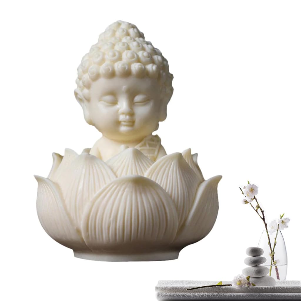 HASTHIP White Buddha Statue, Bodhisattva Statue, Small Buddha on Lotus Seat, Zen Meditation Statue, Religion Artwork Statue for Home Office Bookshelf Decoration, Collectible Gifts for Men HASTHIP White Buddha Statue, Bodhisattva Statue, Small Buddha on Lotus Seat, Zen Meditation Statue, Religion Artwork Statue for Home Office Bookshelf Decoration, Collectible Gifts for Men